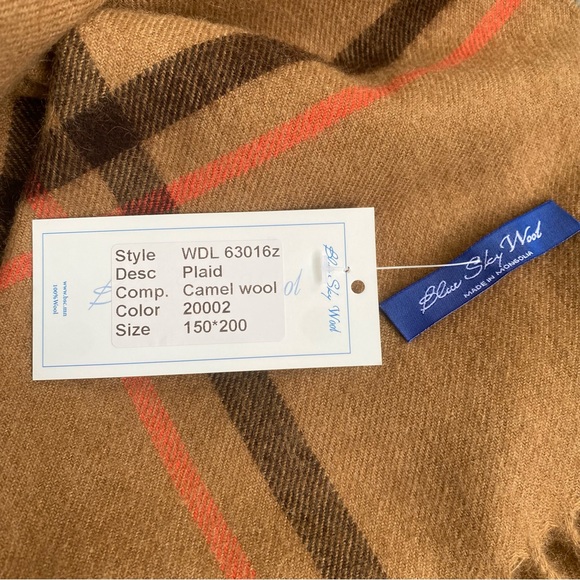 Blue Sky Wool Luxury Brand Mongolian Camel Wool Plaid made in Mongolia - Picture 9 of 10